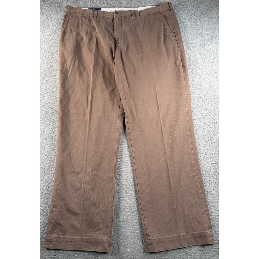 Polo Ralph Lauren Preston Pant Mens 42x32 Brown Straight Leg Flat Front Pony